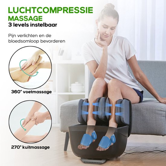 CALMENTA® Voetmassage Apparaat en Beenmassage - Shiatsu - Compressiemassage - Bloedcirculatieapparaat - Voetenbad - Bloedsomloop