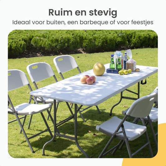 Goliving Klaptafel – Inklapbaar & Weerbestendig – max. 100 kg – 122 x 60 x 74 cm – Wit