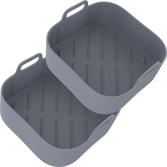 KitchenLove Airfryer Bakjes Siliconen XL - 2 Stuks - Vierkant - Bakpapier Alternatief - Accessoires - BPA Vrij - 20CM