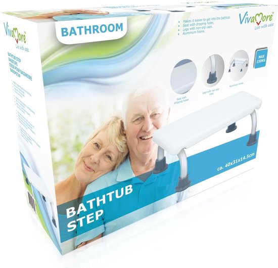 Vivamore Badopstap - max 150 kg - 40 x 31 x 14,5 cm - Wit