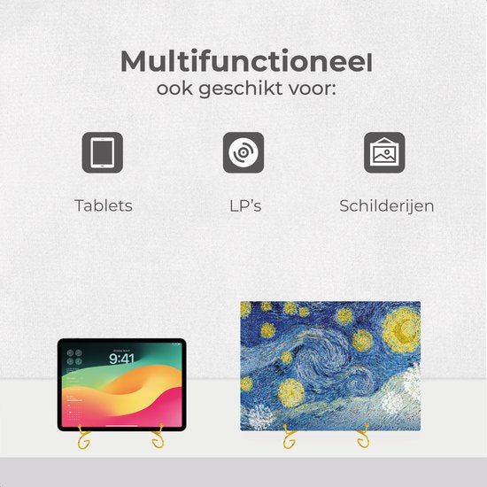 Lucht Bordenstandaard - Groot - Borden en Boeken - Display - Standaard - Houder - Steun - Rek - Hanger - Sierborden - Kookboek - Goud - Metaal
