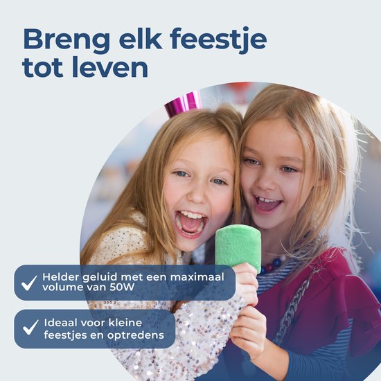 Denver Karaoke Microfoon Bluetooth – Draadloos – Speaker met Fluffy Afwerking – Karaoke Set – AUX - MicroSD – KMS30GN