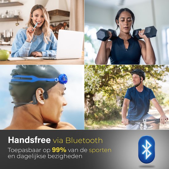 Soundvibe® Bone Conduction Headphone Zwart - Sporthoofdtelefoon - Sport oortjes - Draadloze oordopjes - Waterbestendig - 8GB Interne Geheugenkaart - Sport Koptelefoon - Voor alle Telefoons en Laptops - Hardloop Oortjes - Wireless Earphones