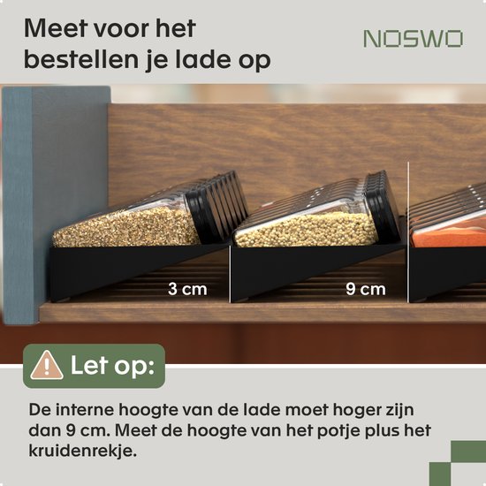 Noswo Kruidenrek Lade - 4 Laags - Voor 24 Kruidenpotjes - RVS - Kruiden Organizer - Keukenlade Organiser