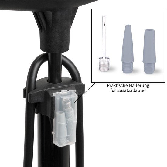 Monzana Fietspomp - incl. 3 Extra Adapters 100 cm Slang – Zwart