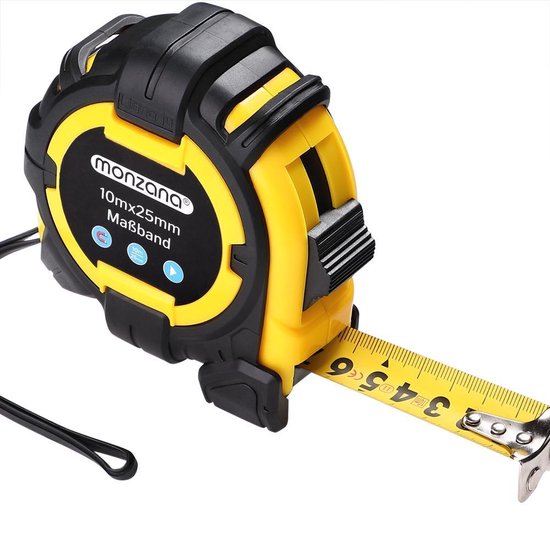 Monzana Meetlint Lintmeter 10m Eindhaak Autorolsysteem Vergrendeling Centimeter