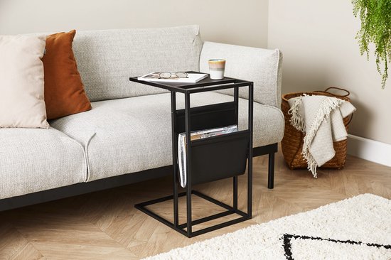 Lifa Living Magazine rek Manhattan Zwart- Hout, Pu-Leer - Zwart- 35x45x63 (LxBxH)