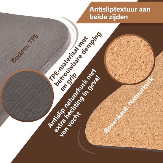 DH FitLife Yogamat van kurk & TPE, mat 183 x 61 x 0,6 cm, fitnessmat, antislip en milieuvriendelijk, sportmat van nature zelfreinigend, yogamat met oriëntatielijnen (grote lotos)