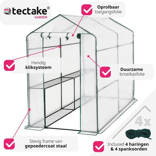 tectake - Broeikas Hobbykas 186x120x190 cm - art nr 401861