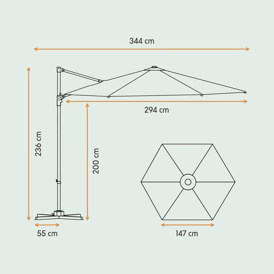 LifeGoods Parasol - Ø300 cm - 30° Kantelbaar - One-push Systeem - Waterdicht - met Hoes - Taupe