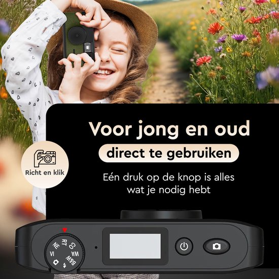 K&L Digitale Retro Camera - Schermvrij - Oplaadbaar - 16.000 Foto's - Fotocamera - Vintage - Inclusief 32GB - Duurzaam - Groen