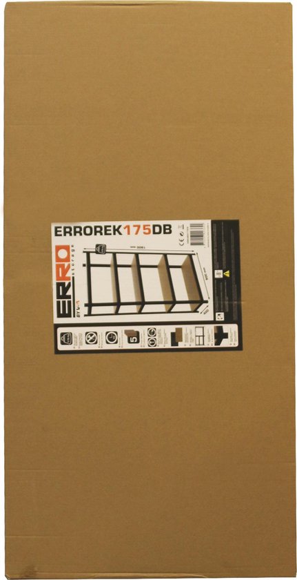 ERRO Opbergrek - 90 cm breed - 875 kg draagkracht - Monteren zonder schroeven - Zwart