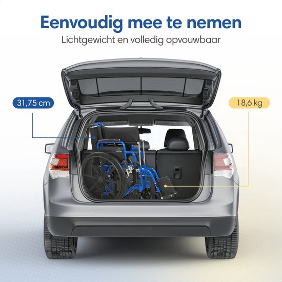 Safelife Rolstoel - opvouwbaar lichtgewicht met afneembare voetsteunen - inklapbare armleuningen