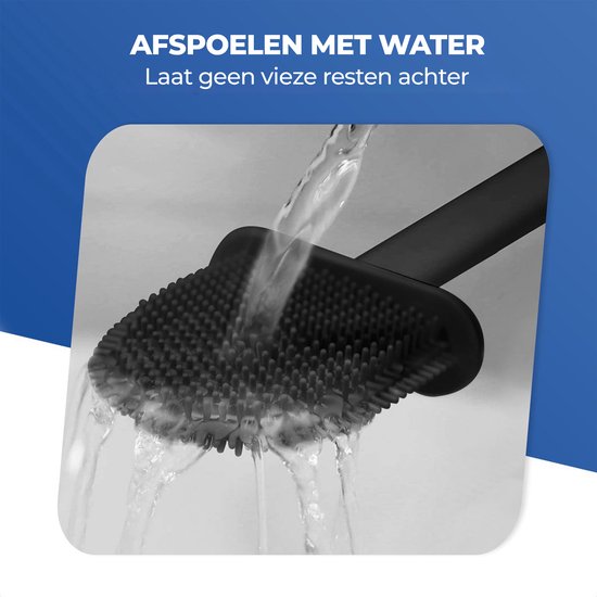 Roegaarden WC Borstel met Houder – Toiletborstel – Siliconen – Vrijstaand En Hangend – Zwart Geheel