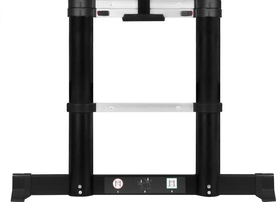 VONROC PRO telescoopladder - 3,20 meter - goedgekeurd volgens EU - en NL veiligheidsnormen - softclose - geïntegreerde muursteunen en dwarsbalk voor meer grip en veiligheid