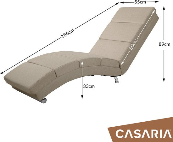 Casaria Relaxfauteuil London - Ligstoel Lounge Verchroomd - Sand