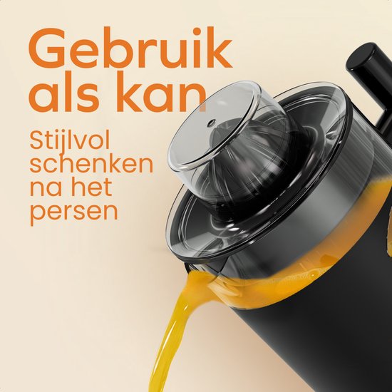 KitchenBrothers Citruspers - Handmatig - Met Uitloop en Handvat - 1L - Zwart