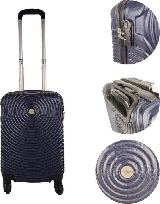 Ceruzo Handbagage Koffer -Trolley - 28L- 51.5 cm - Blauw - Spinnerwielen 360°- Cijferslot-Reiskoffer