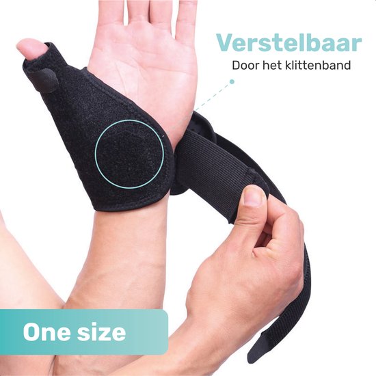 LBB - Vingerspalk - Voor duim - Onze size - Zwart - Verharde spalk - Staal frame - Vingerbrace - Duimspalk - Duimbrace rechts - Spalk