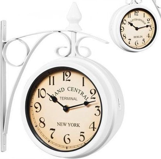 Monzana Retrostyle Stationsklok/ Klok - 29 x 9,5 x 32,5 cm -Wit