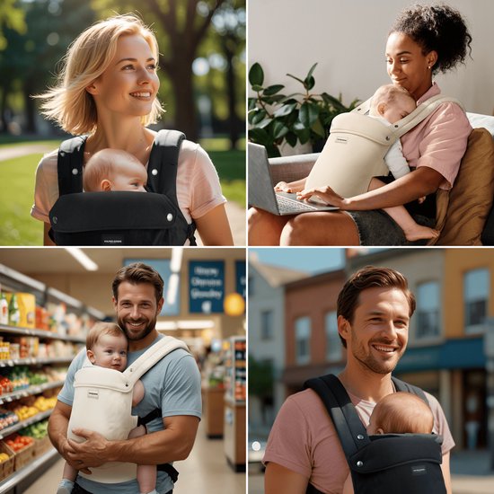 Vulpes Goods® BabyCare - Draagzak – Ergonomische Baby Draagzak 0-36 mnd – Luxe Buikdrager tot 20 kg – OEKO-TEX® Katoen – Handsfree Comfort - Met Rugsteun & M-Positie - Zwart