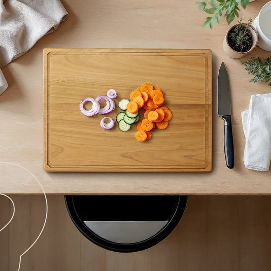 Deleca Teakhouten Snijplank - Dubbelzijdig met Sapgeul / Handgrepen - Groot en Dikke Teak Hout Hakblok - Voor Keuken, Duurzame Snijplanken, Serveerplank, Kaasplank, Borrelplank, Tapasplank - Zonder Plastic - 51x38x3.8 cm