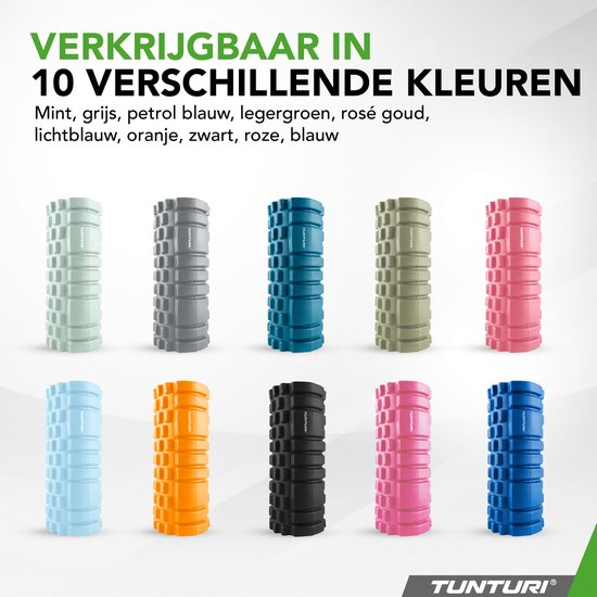 Tunturi Yoga Grid Foam Roller - Massageroller - Foamroller - Fitness Roller - Legergroen- 33cm - Incl. gratis fitnessapp