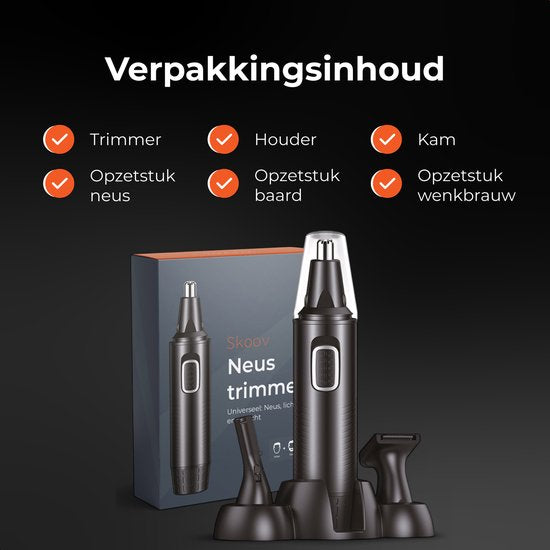 Skoov 3-in-1 Neustrimmer - Neus, oor en wenkbrauw - Voor mannen en vrouwen - Neushaartrimmer - Oplaadbaar