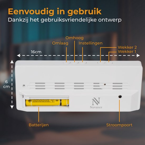 Nuvance Digitale Wekker - Digitale Klok - Wekkers voor Kinderen & Volwassenen - Reiswekker - Slaapkamer - Led Wekkers Digitaal
