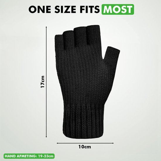 Travelhawk Vingerloze Handschoenen - Dames en Heren - Handschoenen zonder Vingertoppen - One Size Fits Most - Zwart
