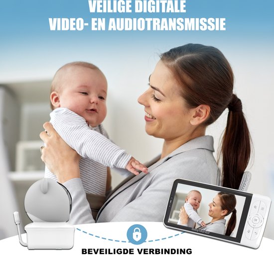 Novalance - Wifi Baby Monitor - Babyfoon Met Camera - Babyfoon met 5 inch scherm - Slaapliedjes - Slimme detectoren