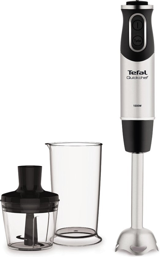 Tefal Quickchef HB6598 - Staafmixer - Inclusief Mengbeker en Hakmolen - Krachtige Prestaties - Zilver/Zwart - 1000W