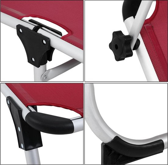 Casaria Ligstoel Malta Comfort – met Zonnedak 210 cm – Rood
