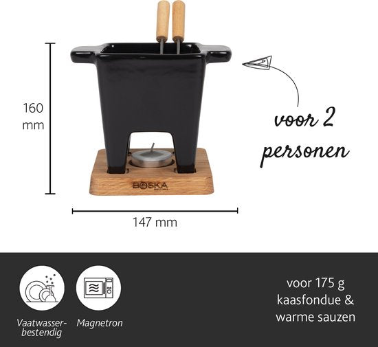 Boska Tapas Fondueset Nero - Fondueset - voor 175 gram Kaas - 300 ml
