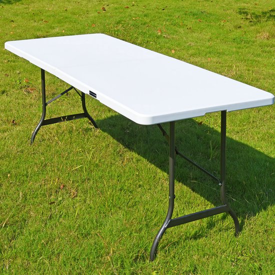 Casaria Tuintafel Opvouwbaar – met Draaggreep 220x70 cm – Wit