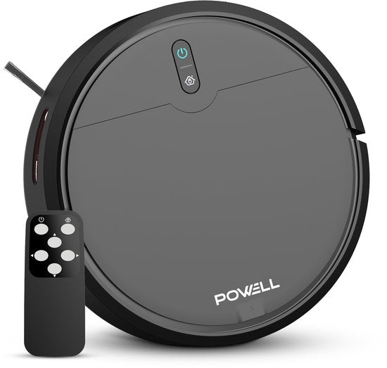 Powell Robotstofzuiger - Robotstofzuiger met Dweilfunctie - Robotstofzuiger met Laadstation - Robot Stofzuiger - Dweilrobot - Zwart