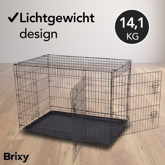 Brixy Hondenbench - Bench Voor Honden - Maat XL - Opvouwbaar - 107 x 72 x 77 CM - 2 Deuren - Zwart