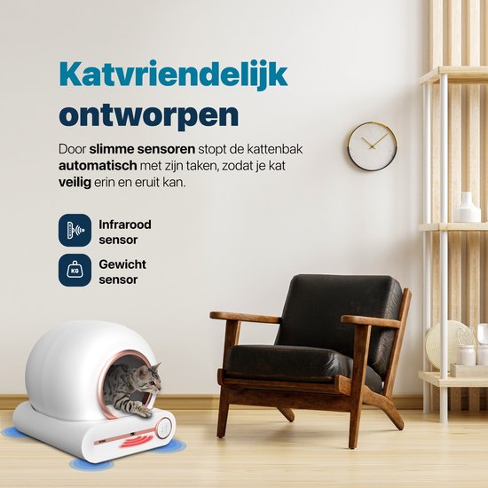 BOME Automatische Kattenbak - Zelfreinigende Kattenbak - Met App en Touchscreen - 65L - Rosekleurig
