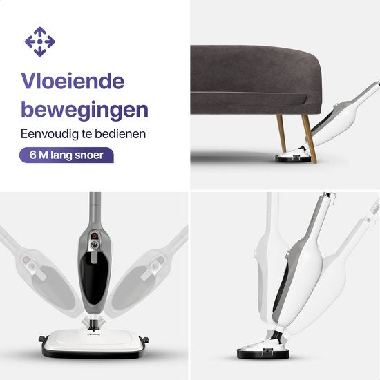 LUMAN 12 in 1 Stoomreiniger Én Handstomer V1 - Tapijtreiniger - Vlekkenreiniger - Met Aanpasbare Stoomkracht - Met 10 Opzetstukken en 3 Microvezeldoeken - Grijs