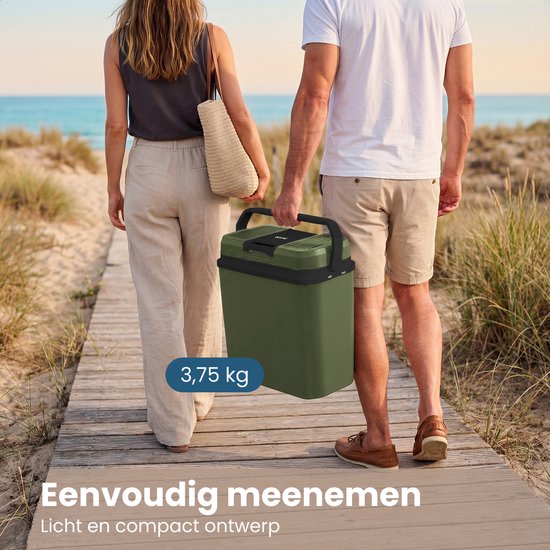 Auronic Koelbox Elektrisch 12V en 230 volt - 20L - Camping Koelkast - Auto - Koelen en Verwarmen - Frigobox - Groen