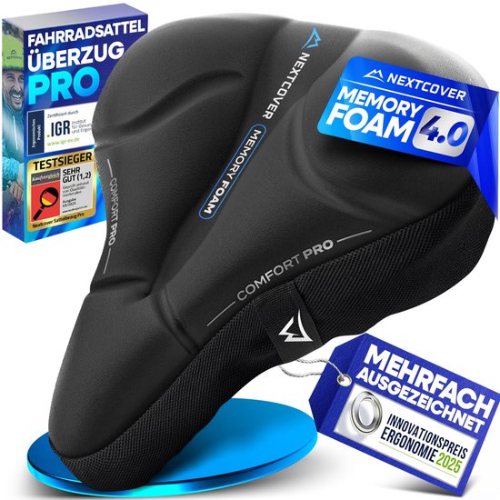 Nextcover fietszadel hoes CoverPro met memory foam 4.0 – ergonomische gel zadelhoes – extra zacht, universele pasvorm – dames & heren – cityfiets