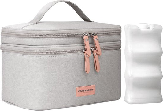 Vulpes Goods® Babycare - Luxe Koeltas met Koelelement - Voor Onderweg - Kolftas - Moedermelk tot 12 uur Koel - Koeltas Kolf - Koeltas Moedermelk - Bewaartas Babyvoeding - Premium Grey