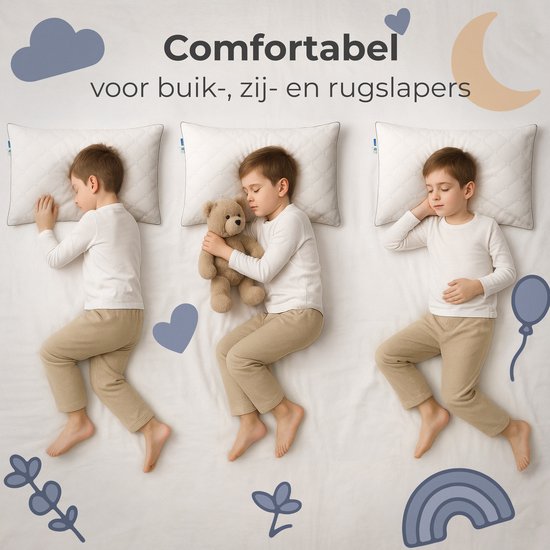 CozySense® Kinderkussen - Hoofdkussen Kind - Peuterkussen - Ergonomisch & Verstelbaar - 100% Katoen - Hypoallergeen - OEKO-TEX® - 40x55cm - 2-12 Jaar