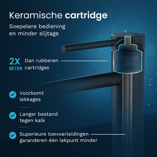 Mirlux Wastafel Kraan Zwart - Wastafel Mengkraan Badkamer - Wastafelkraan - Fonteinkraan / WC Kraan - Kraantje - Koudwaterkraan & Warmwaterkraan - Toiletkraan Koud Water & Warm Water
