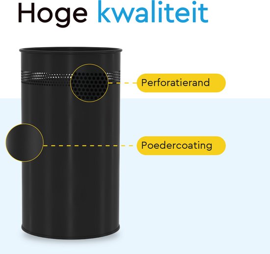 BRASQ Prullenbak Metaal Kantoor/ Thuisgebruik - Vuilnisbak - Afvalemmer - Papierbak - Rond - Prullenbakken - Zwart 21 liter