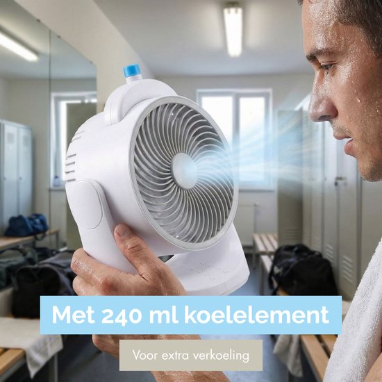 Mini Tafelventilator met Koelelement - Verstelbare Mini Ventilator met 3 Standen - USB Ventilator met LED Licht - 240 ML Koelelement - voor Tafel Bureau Slaapkamer