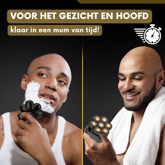 6-in-1 Scheerapparaat Mannen – Trimmer - Sansbeauté® SkullSharp Classic - Electric Face & Head Shaver - Hoofd Kaal Scheren – Elektrisch - Nat & Droog
