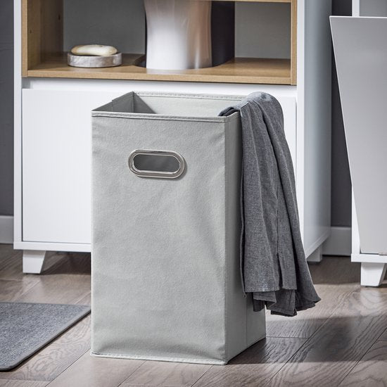 SoBuy BZR146-W Badkamerkast - Wit Houtcomposiet met Wasmand