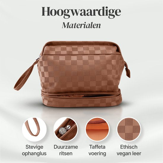 SC Travel Essentials - Toilettas en Make-up Organizer - Waterdicht en Compact - Geschikt voor Reis en Dagelijks Gebruik - Unisex - Brown