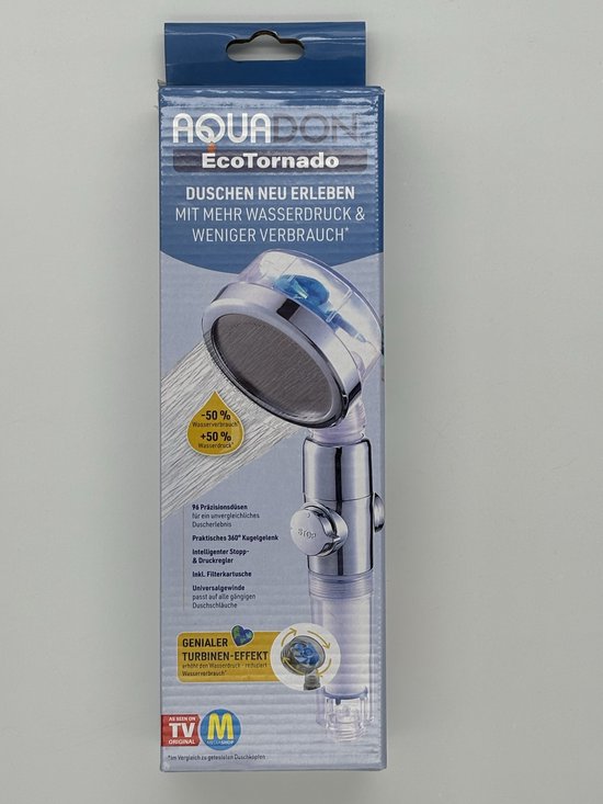 Aquadon EcoTornado - waterbesparende & drukverhogende douchekop - 360° draaibare handdouche - douchekop met antikalkfunctie - beschermt huid & haar